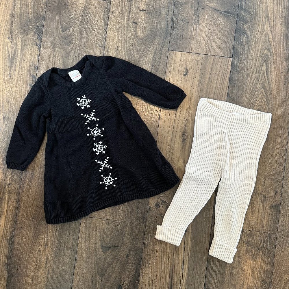 Hanna Andersson Snowflake Sweater Dress with Coordinating Leggings